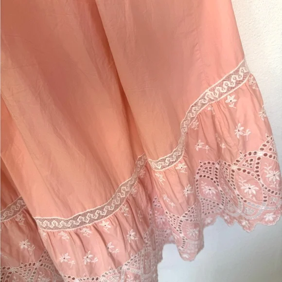 Love Shack Fancy Alwyn Eyelet Bubble Gum Pink Maxi Dress Embroidered Size 6 - Picture 11 of 15
